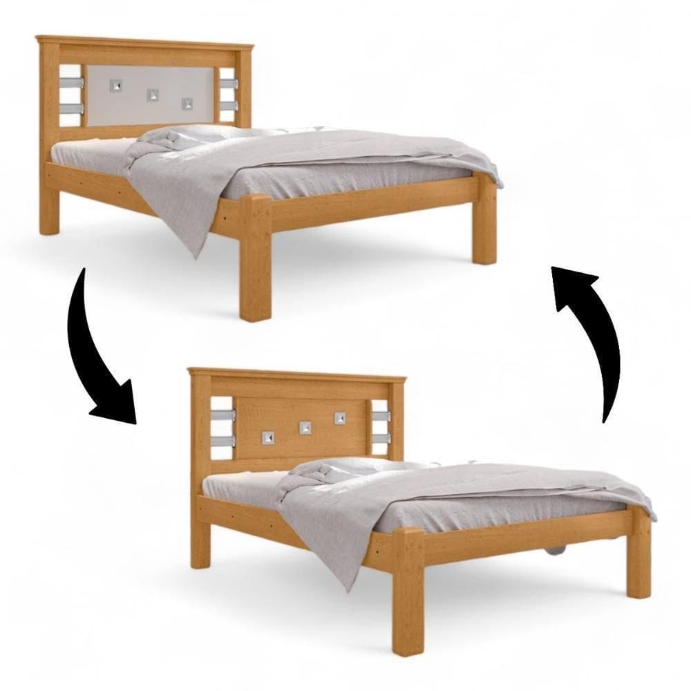 Cama Casal Com Cabeceira Lavínia Naturalle E Off White