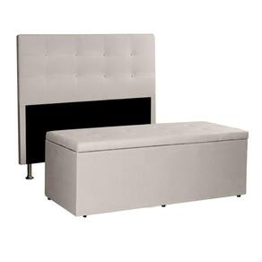 Kit Cabeceira E Calçadeira Baú Casal 1,40m Berlim Suede - Pallazio Cor Bege