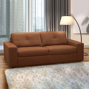 Sofá Decorativo Mendes 2 Lugares Sala De Estar 205cm Pés Em Madeira Couro Conhaque G88 - Gran Belo