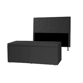 Kit Cabeceira E Calçadeira Baú Casal 1,40m Roma Corano Preto - Pallazio