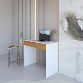 Mesa Escrivaninha Office Compacta Com 1 Gaveta - Branco Natural