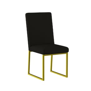 Cadeira Para Mesa Jantar Com Base De Ferro Dourado - Balaqui Preto