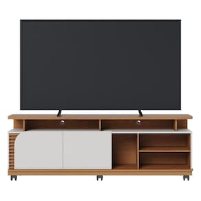 Rack Bancada Jurerê 1.8 Freijó/off White Matte Para Tv Até 75” - Colibri Freijó/off White Matte