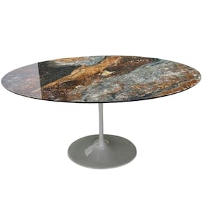 Mesa De Jantar Saarinen Oval 137x90 Cm Mdf Calacata Marmorizada Estelar