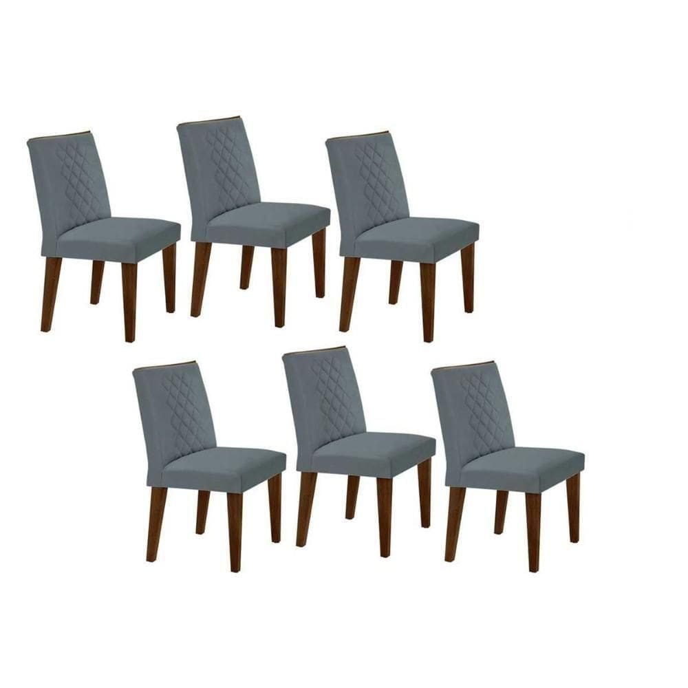 Cadeira Sala De Jantar Jade Madeira Kit 6 Un Capuccino - Veludo Grafite - Rufato