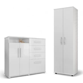 Conjunto De Cômoda E Multiuso Branco Para Quarto