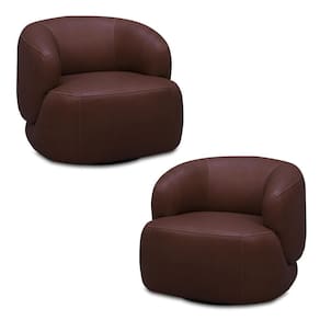 Kit 2 Poltronas Decorativas Verona Sala De Estar Base Giratória Aço Couro Marrom Chocolate
