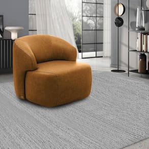 Poltrona Decorativa Charlote Sala De Estar Base Fixa Couro Caramelo Manchado G88 - Gran Belo