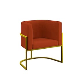 Poltrona Cadeira Decorativa Lua Base De Ferro Gold Terracota