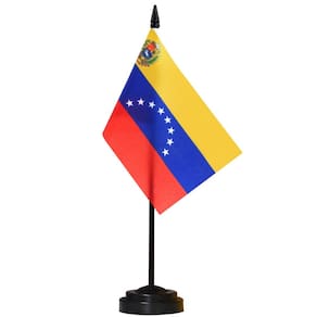 Conjunto de bandeiras de mesa Anley Venezuela 15x10cm com poste e base de 30cm
