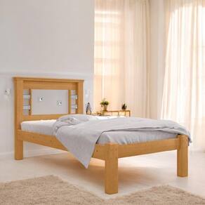 Cama Solteiro Cabeceira Lavínia Naturalle E Off White