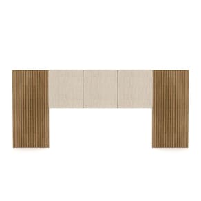Cabeceira Painel Casal Ripado Nature E Linho Bege Sevilha 273 Cm - Pallazio