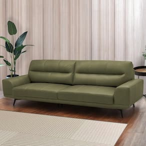 Sofá Decorativo Ashton 3 Lugares Sala De Estar 236cm Pés Em Aço Couro Fendi G88 - Gran Belo
