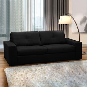 Sofá Decorativo Mendes 2 Lugares Sala De Estar 150cm Pés Em Madeira Couro Preto G88 - Gran Belo