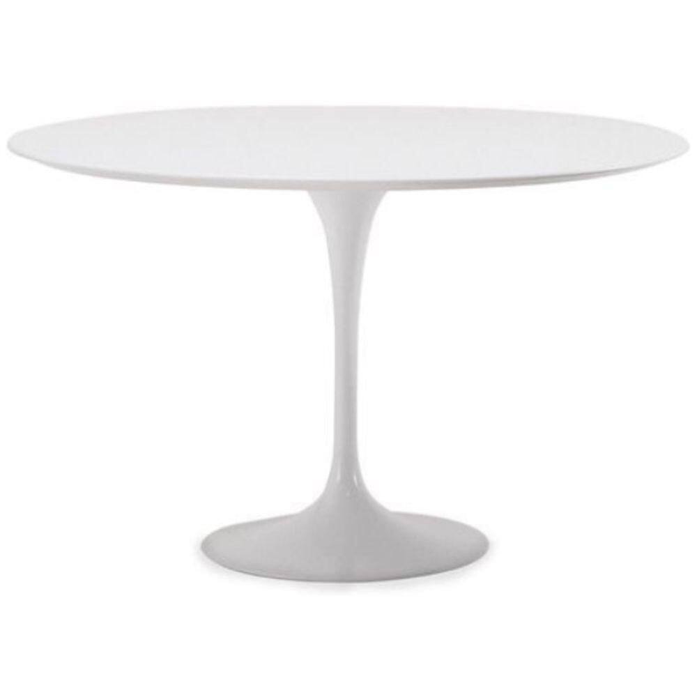 Mesa De Jantar Tulipa Saarinen Redonda 130 Cm Tampo Laqueado Cores Branco