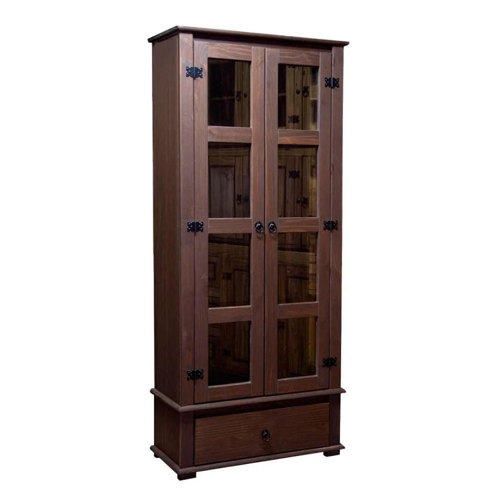 Cristaleira 2 Portas Vidro Madeira Maciça Imbuia D106 Shop Jm