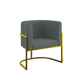Poltrona Cadeira Decorativa Lua Base De Ferro Gold Cinza