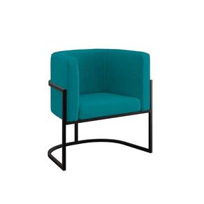 Poltrona Cadeira Decorativa Lua Base De Ferro Black Azul Turquesa