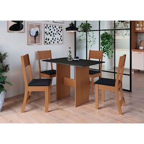 Conjunto De Mesa Com 4 Cadeiras Karla Indekes Preto