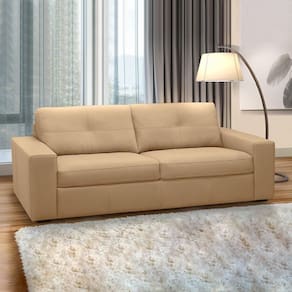 Sofá Decorativo Mendes 2 Lugares Sala De Estar 150cm Pés Em Madeira Couro Nude G88 - Gran Belo