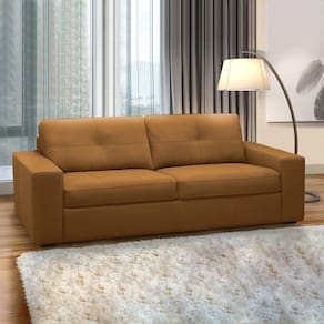 Sofá Decorativo Mendes 2 Lugares Sala De Estar 150cm Pés Em Madeira Couro Caramelo G88 - Gran Belo