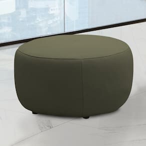 Puff Decorativo Mariele Sala De Estar Pés Em Madeira Couro Fendi G88 - Gran Belo