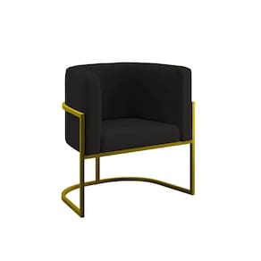 Poltrona Cadeira Decorativa Lua Base De Ferro Gold Preto