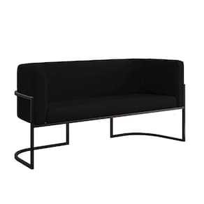 Sofá 2 Lugares Veludo Com Base De Metal Preta Preto