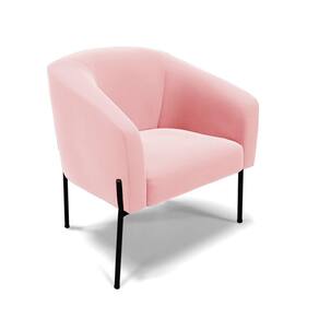 Cadeira Sala De Jantar Pé De Ferro Preto Stella Suede D03 - D`rossi Cor Rosa Bebê