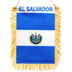 Bandeira pendurada na janela Anley El Salvador 10x15cm com ventosa