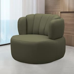 Poltrona Decorativa Mariele Sala De Estar Base Giratória Em Aço Couro Fendi G88 - Gran Belo