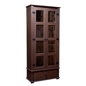 Cristaleira Rústica Madeira Maciça 2 Portas Vidro Imbuia D106 Denk