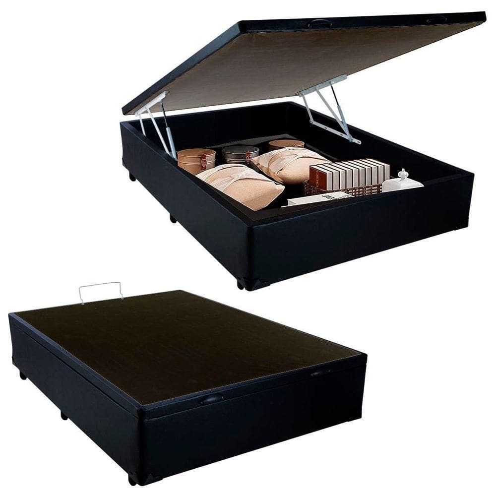 Cama Box Baú Viúva Serene Sintético Preto 44x128x188