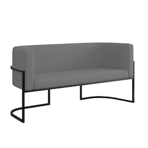 Sofá 2 Lugares Veludo Com Base De Metal Preta Cinza