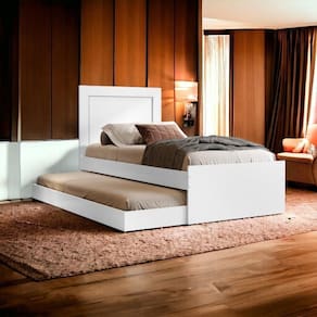 Cama Bibox Solteiro Luara Branco Com 02 Colchões Cambel