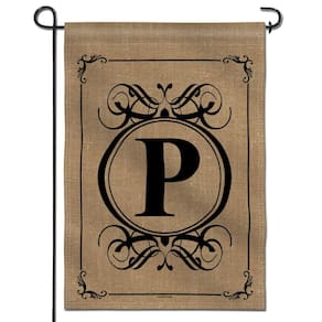 Bandeira de jardim Anley Classic Monogram Letter P 45x32cm Poliéster