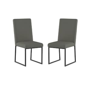 Kit 2 Cadeiras De Jantar Com Base De Ferro Preto Balaqui Cinza