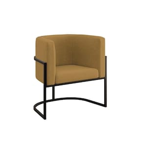 Poltrona Cadeira Decorativa Lua Base De Ferro Black Capuccino