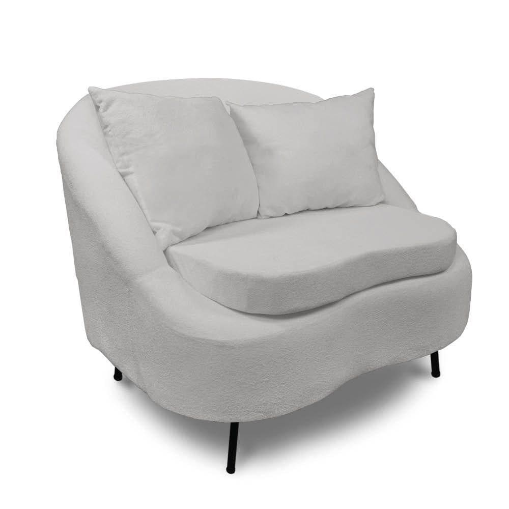 Poltrona Decorativa Orgânica Pé Ferro Pto Zaya Bouclê C05 - D`rossi Cor Cinza