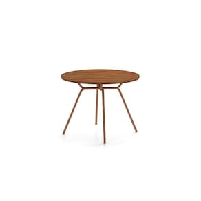Mesa De Sala Jantar 1588 Aço Com tampo 100cm Freijo Com Rose Carraro