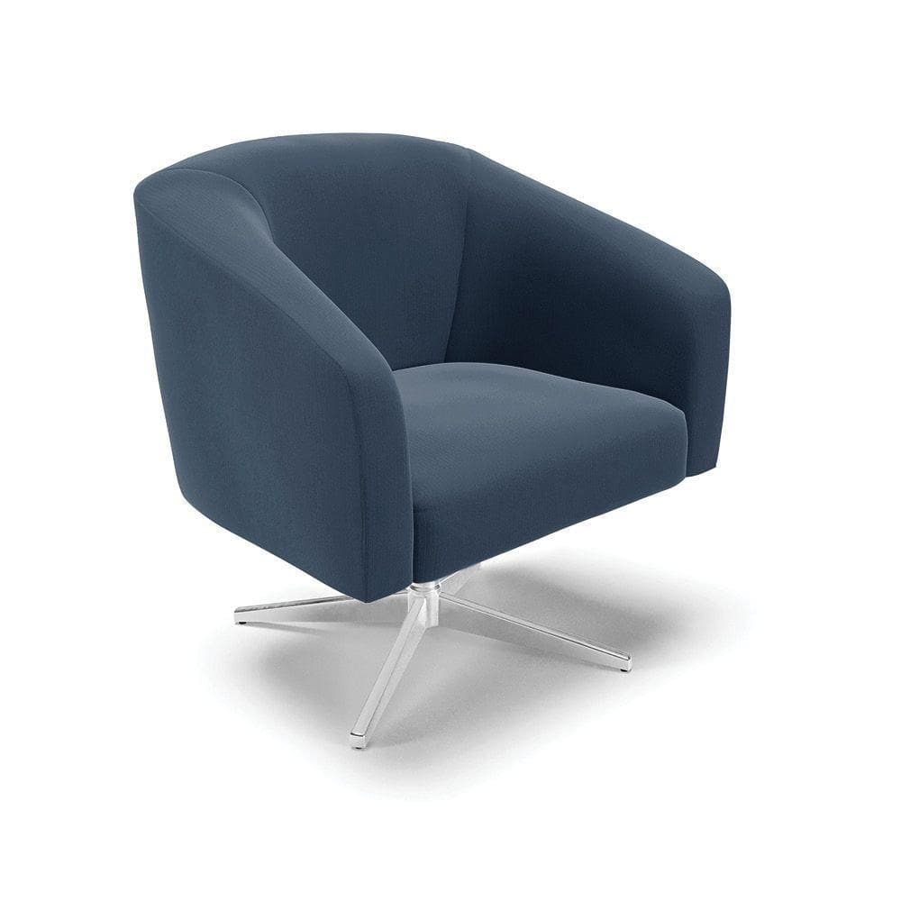 Cadeira Sala De Jantar Giratória Base Cromada Stella Suede D03 - D`rossi Cor Azul Marinho