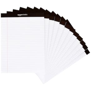 Almofadas de notas Amazon Basics com forro largo de 21,6 cm x 29,8 cm Whi