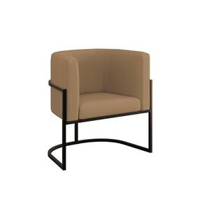 Poltrona Veludo Decorativa Lua Base De Ferro Black Capuccino