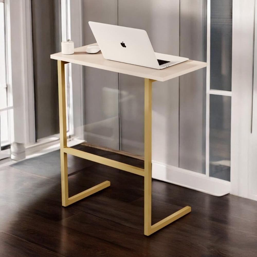 Mesa Para Notebook Thor Pérola E Dourado Sal Movelaria