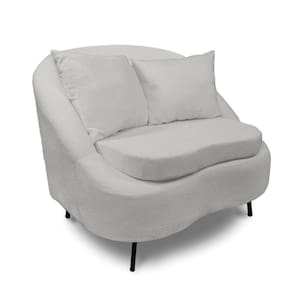 Poltrona Decorativa Orgânica Pé Ferro Pto Zaya Bouclê Cinza C05 - D`rossi