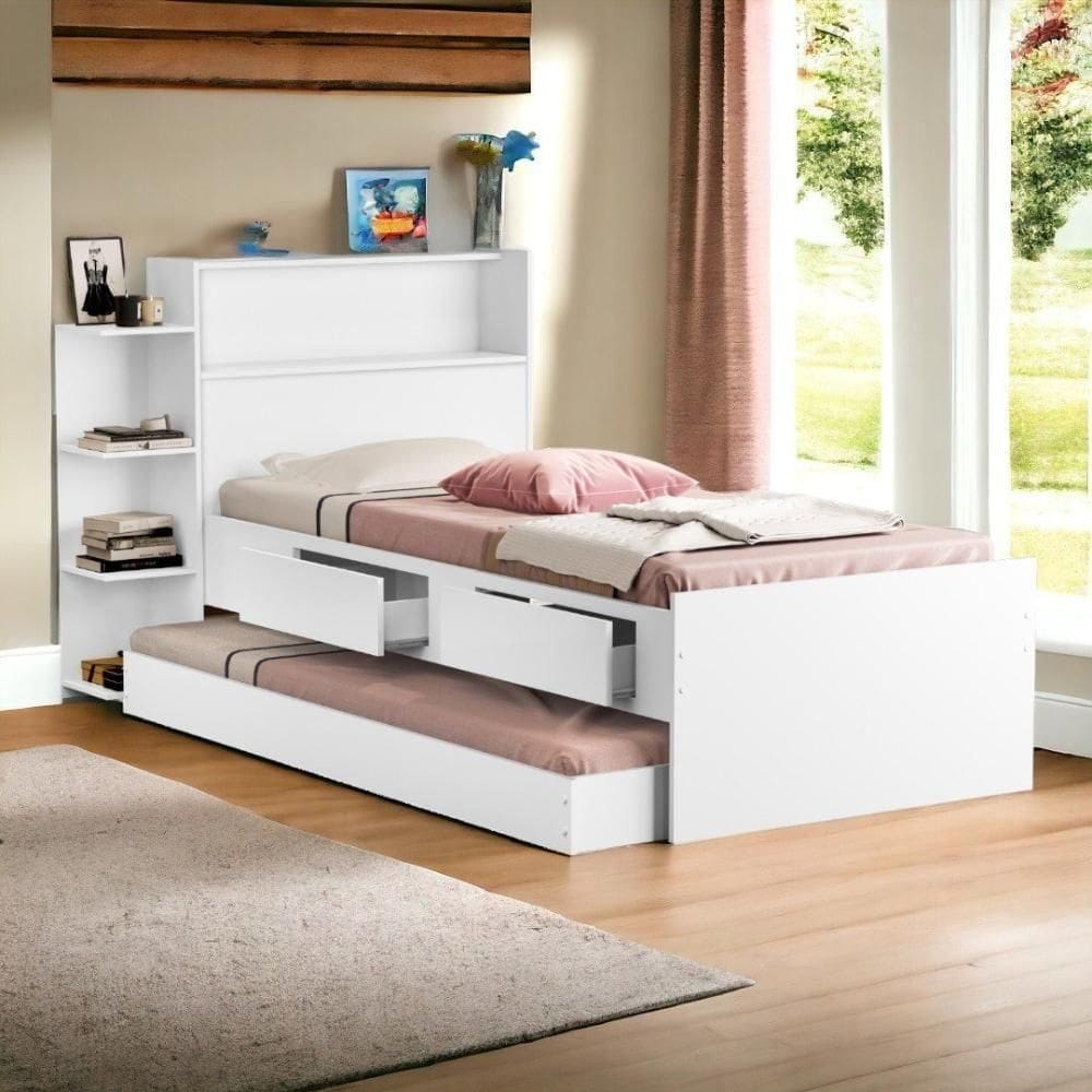 Cama Isa Solteiro Branco Com Auxiliar E 02 Colchões Cambel