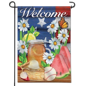 Bandeira de jardim Anley American Summer Welcome 45x32cm Poliéster