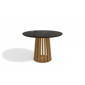 Mesa De Sala Jantar Lavanda Com tampo Madeirado C/ Vidro 105x105cm Nogueira/preto Fosco/vidro Preto