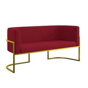 Sofá 2 Lugares Com Base De Metal Dourada Reforçada Marsala
