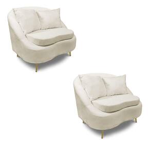 Poltrona Decorativa Orgânica Pé Ferro Dou Kit 2 Zaya Bouclê C05 - D`rossi Cor Terra